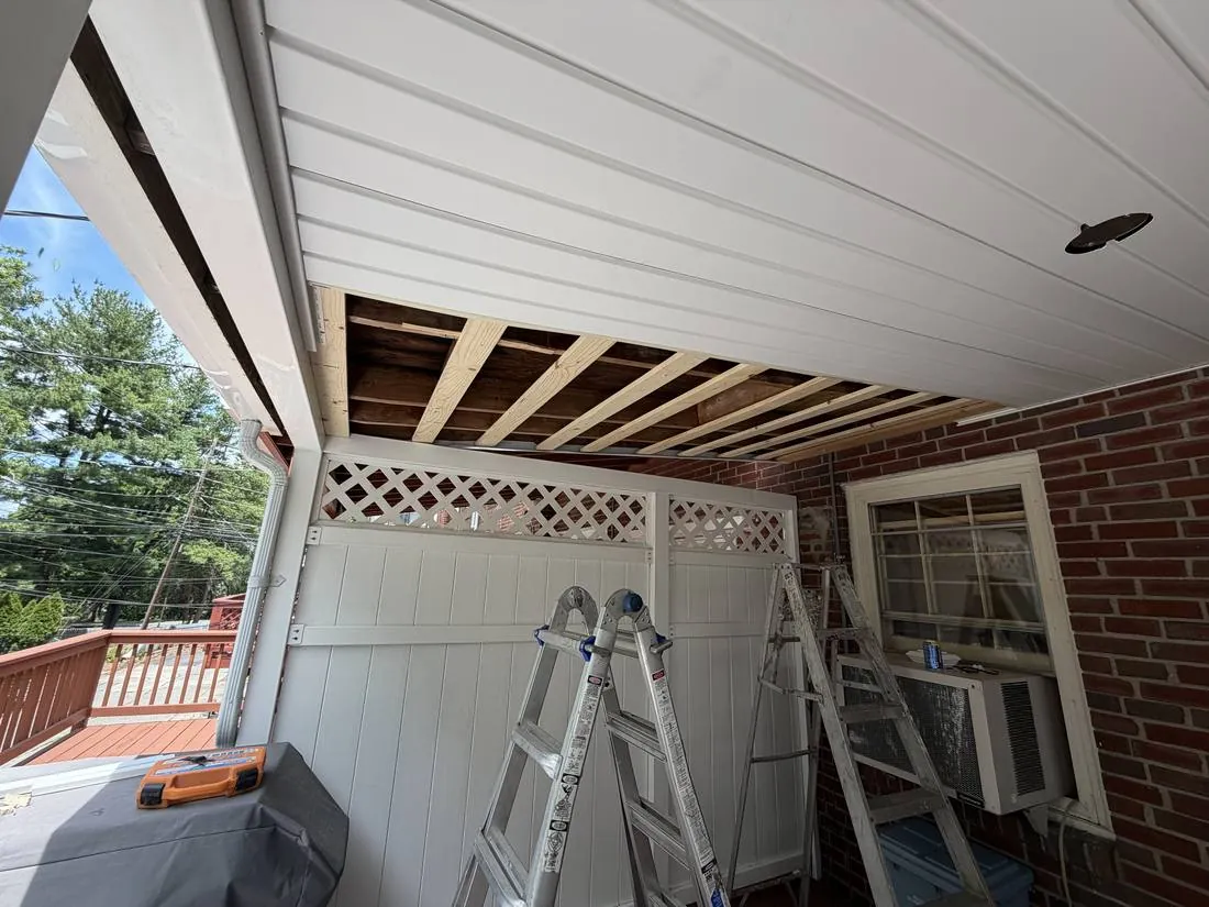 Beadboard Ceiling · Allentown, PA — in progress by Birdie Roofing