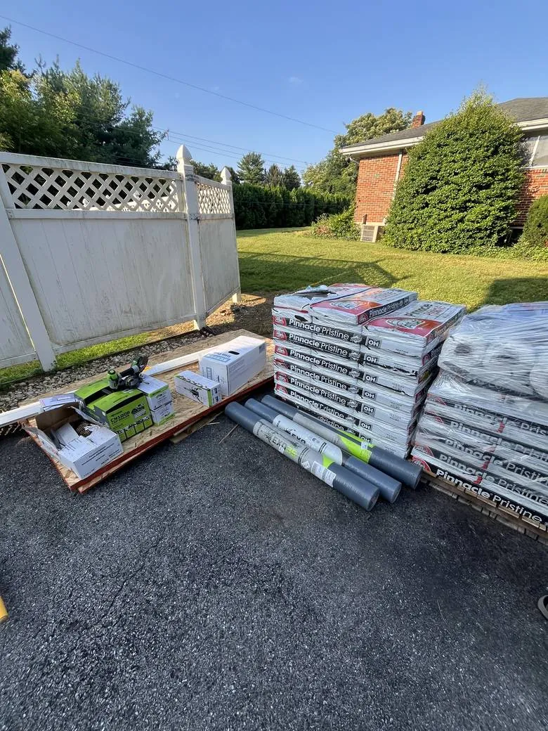 Atlas Pinnacle + STINGER · Allentown, PA — materials on site by Birdie Roofing