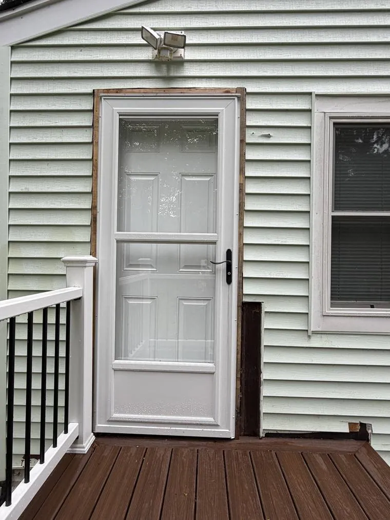 Entry Door · Tobyhanna, PA — trim rebuild by Birdie Roofing